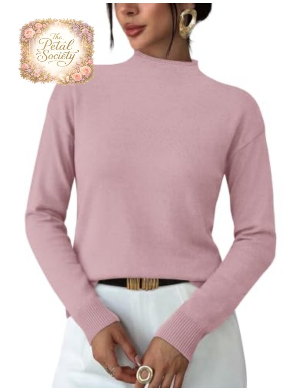 Womens Mock Neck Sweater Long Sleeve Lightweight Pullover Casual Fall
